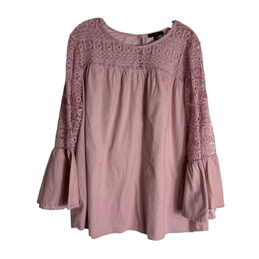 LANE BRYANT Lace Bell Sleeve Cotton Blouse Size 18/20 — FEMININE & ROMANTIC - Picture 2 of 8